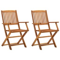 Berkfield Home Folding Outdoor Chairs 2 pcs Solid Acacia Wood in Brown - thumbnail 1