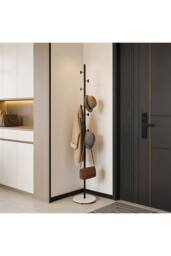 Living and Home 170cm Freestanding Coat Rack with 8 Hooks, Marble Base in Jet Black - thumbnail 7