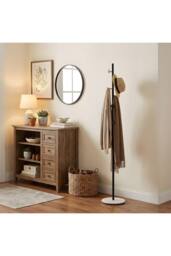 Living and Home 170cm Freestanding Coat Rack with 8 Hooks, Marble Base in Jet Black - thumbnail 4