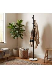 Living and Home 170cm Freestanding Coat Rack with 8 Hooks, Marble Base in Jet Black - thumbnail 9