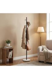 Living and Home 170cm Freestanding Coat Rack with 8 Hooks, Marble Base in Jet Black - thumbnail 3