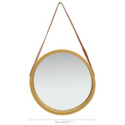 Berkfield Home Wall Mirror with Strap 50 cm Gold - thumbnail 6