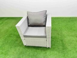 Fimous Patio Garden Furniture Sets with Dining Table 2 Side Tables in Light Grey - thumbnail 5
