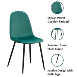 Minster Dining Chair - L52 x W44 x H86 cm - Green/Black in Green - Size: 1 Pack - thumbnail 4