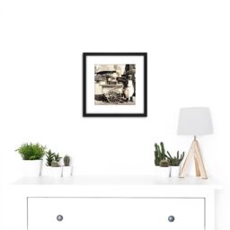 Artery8 Hot Dog Stand West Street Manhattan Old Photo 8X8 Inch Square Wooden Framed Wall Art Print Picture with Mount in Black - thumbnail 2