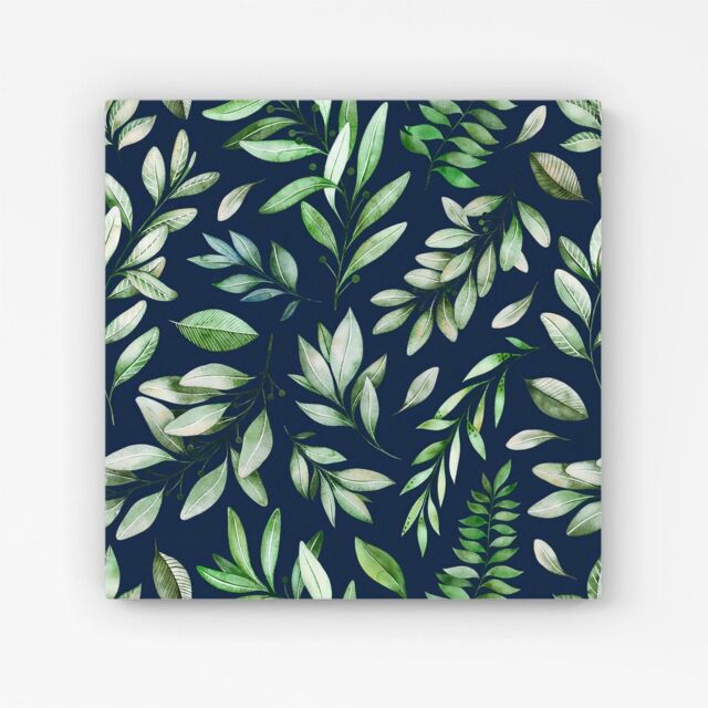 Warren Reed - Designer Watercolor Leaves Canvas in Green - Size: w10 inch x h10 inch - image 1