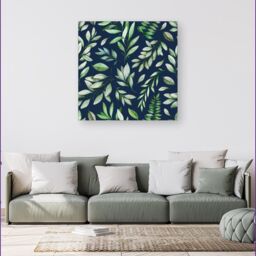 Warren Reed - Designer Watercolor Leaves Canvas in Green - Size: w10 inch x h10 inch - thumbnail 4