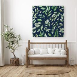 Warren Reed - Designer Watercolor Leaves Canvas in Green - Size: w10 inch x h10 inch - thumbnail 3