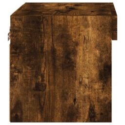 Berkfield Home Bedside Cabinet with LED Lights Wall-mounted Smoked Oak in Brown - thumbnail 8
