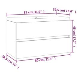 Berkfield Home Sink Cabinet with Built-in Basin Smoked Oak Engineered Wood in Brown - thumbnail 6