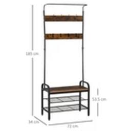 EONLION Brown Industrial Coat Rack Stand with 8 Hooks Storage Cabinet - thumbnail 2