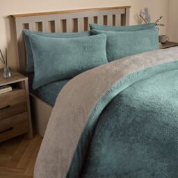 OHS Reversible Teddy Duvet Cover with Pillowcase in Duck Egg Blue - Size: Single - thumbnail 3