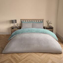 OHS Reversible Teddy Duvet Cover with Pillowcase in Duck Egg Blue - Size: Single - thumbnail 4