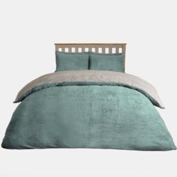 OHS Reversible Teddy Duvet Cover with Pillowcase in Duck Egg Blue - Size: Single - thumbnail 7