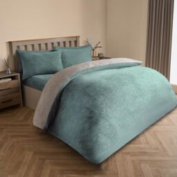 OHS Reversible Teddy Duvet Cover with Pillowcase in Duck Egg Blue - Size: Single - thumbnail 2