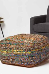 Homescapes Chindi Design Bean Filled Pouffe Large 60 x 60 x 30 cm - thumbnail 2