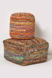 Homescapes Chindi Design Bean Filled Pouffe Large 60 x 60 x 30 cm - thumbnail 5