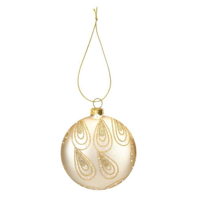 VFM e-Store Christmas Hanging Glass Bauble Decoration 13cm x 11cm Gold X 1 - Size: 13 cm x 11 cm - image 1