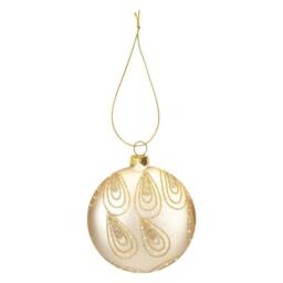 VFM e-Store Christmas Hanging Glass Bauble Decoration 13cm x 11cm Gold X 1 - Size: 13 cm x 11 cm - thumbnail 1