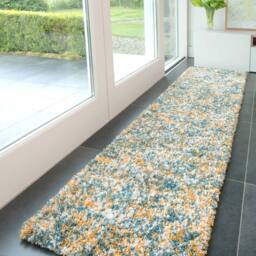 Kukoon Super Soft Mottled Tonal Teal Blue & Ochre Shaggy Living Room Area Rugs - Size: 80 cm x 150 cm - thumbnail 5