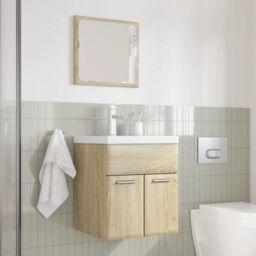 Berkfield Home 3 Piece Bathroom Furniture Set Sonoma Oak Engineered Wood in Brown - thumbnail 3