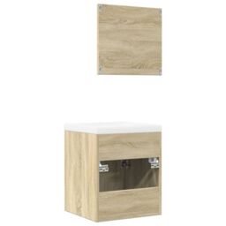 Berkfield Home 3 Piece Bathroom Furniture Set Sonoma Oak Engineered Wood in Brown - thumbnail 6