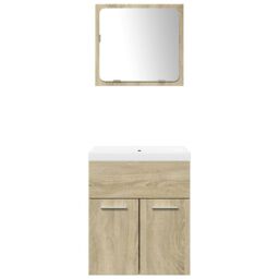 Berkfield Home 3 Piece Bathroom Furniture Set Sonoma Oak Engineered Wood in Brown - thumbnail 4