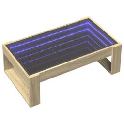 Berkfield Home Coffee Table with Infinity LED Sonoma Oak 90x53x30 cm in Brown - Size: 90 x 53 x 30 cm - thumbnail 3