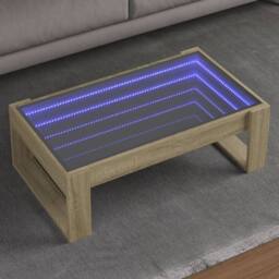 Berkfield Home Coffee Table with Infinity LED Sonoma Oak 90x53x30 cm in Brown - Size: 90 x 53 x 30 cm - thumbnail 2