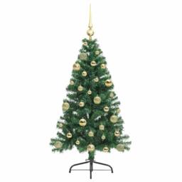Berkfield Home Beautiful Artificial Pre-lit Christmas Tree Green 120 cm PVC - thumbnail 4