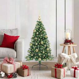Berkfield Home Beautiful Artificial Pre-lit Christmas Tree Green 120 cm PVC - thumbnail 2
