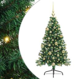 Berkfield Home Beautiful Artificial Pre-lit Christmas Tree Green 120 cm PVC - thumbnail 3