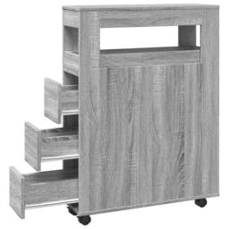Berkfield Home Narrow Bathroom Cabinet with Wheels Grey Sonoma Engineered Wood - thumbnail 7