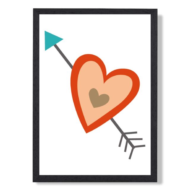 ARTZE Tribal Orange Heart & Arrow Framed Print SIZE: A4 with Black Frame - image 1