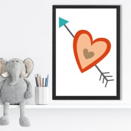 ARTZE Tribal Orange Heart & Arrow Framed Print SIZE: A4 with Black Frame - thumbnail 2