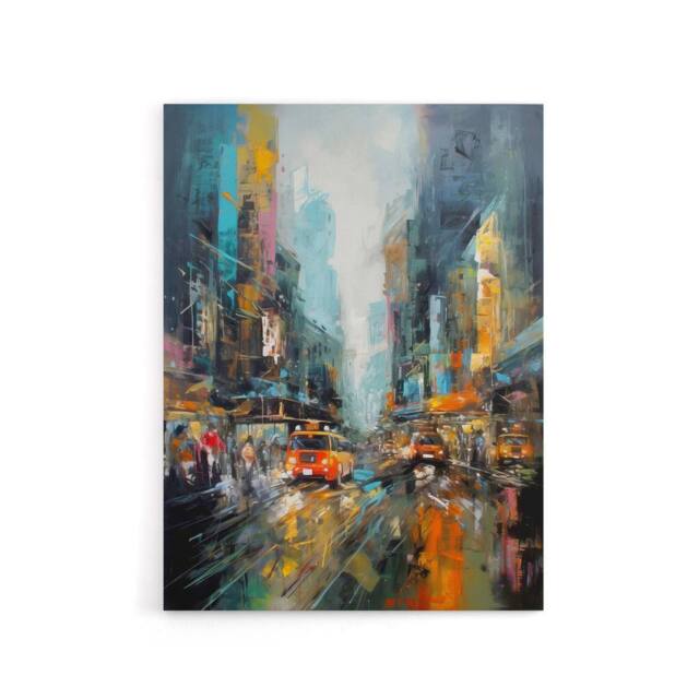 "Artery8 New York City Rain Abstract Cityscape Canvas Wall Art Print - Size: W18"" x H24""" - image 1