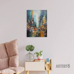 "Artery8 New York City Rain Abstract Cityscape Canvas Wall Art Print - Size: W18"" x H24""" - thumbnail 3