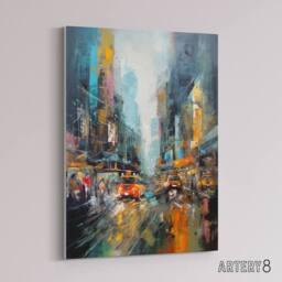 "Artery8 New York City Rain Abstract Cityscape Canvas Wall Art Print - Size: W18"" x H24""" - thumbnail 2