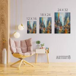 "Artery8 New York City Rain Abstract Cityscape Canvas Wall Art Print - Size: W18"" x H24""" - thumbnail 4