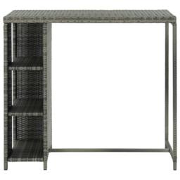 Berkfield Home Bar Table with Storage Rack Grey 120x60x110 cm Poly Rattan - Size: 120 x 60 x 110 cm