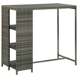 Berkfield Home Bar Table with Storage Rack Grey 120x60x110 cm Poly Rattan - Size: 120 x 60 x 110 cm - thumbnail 2
