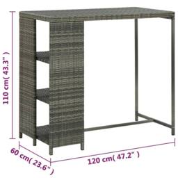 Berkfield Home Bar Table with Storage Rack Grey 120x60x110 cm Poly Rattan - Size: 120 x 60 x 110 cm - thumbnail 7