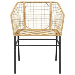 Berkfield Home Beautiful 3 Piece Garden Dining Set Brown Poly Rattan Glass - thumbnail 5