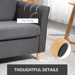 Wyld Haus Sono Dark Grey Compact 2 Seater Loveseat with Wooden Legs & Armrests - thumbnail 6