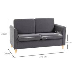 Wyld Haus Sono Dark Grey Compact 2 Seater Loveseat with Wooden Legs & Armrests - thumbnail 3