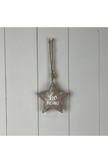 KDMD Ho Ho Ho Wooden Hanging Star in Brown - image 1