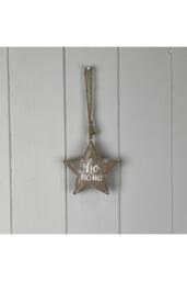KDMD Ho Ho Ho Wooden Hanging Star in Brown - thumbnail 1