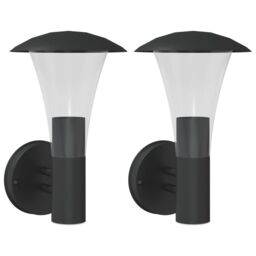 Berkfield Home Outdoor Wall Lights 2pcs Black Stainless Steel - thumbnail 2