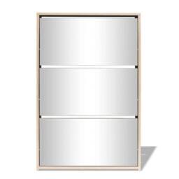 Berkfield Home Shoe Cabinet 3-Layer Mirror Oak 63x17x102.5 cm in Light Brown - thumbnail 1