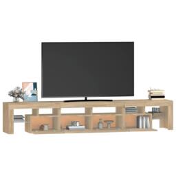 Berkfield Home TV Cabinet with LED Lights Sonoma Oak 230x36.5x40 cm in Light Oak - thumbnail 6